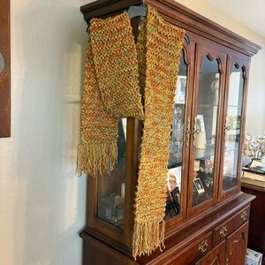 NEW Handmade Super Wide and Extra Long Multicolor Knit Scarf with Fringe